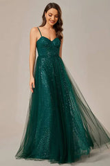 Robe Demoiselle D'Honneur Longue Col En Cœur Fines Bretelles Ligne A-