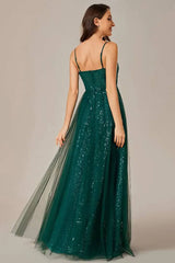 Robe Demoiselle D'Honneur Longue Col En Cœur Fines Bretelles Ligne A-