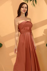 Robe Demoiselle D'Honneur Terre Cuite Midi-