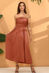 Robe Demoiselle D'Honneur Terre Cuite Midi-