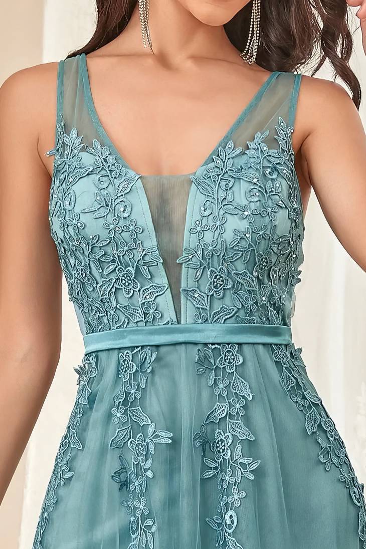 Robe De Mariée Princesse Dos Nu - Dentelle Florale, Col V - Longueur Sol Pour Demoiselle D'honneur