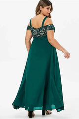 Robe Demoiselle D'Honneur Maxi Dentelle Grande Taille Bretelles Fines Empire-