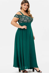 Robe Demoiselle D'Honneur Maxi Dentelle Grande Taille Bretelles Fines Empire-