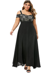 Robe Demoiselle D'Honneur Maxi Dentelle Grande Taille Bretelles Fines Empire-