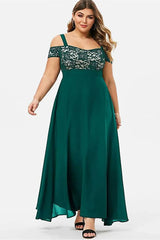 Robe Demoiselle D'Honneur Maxi Dentelle Grande Taille Bretelles Fines Empire-Vert Émeraude-M (40-42)