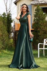 Robe Demoiselle D'Honneur Verte Émeraude Longue Bustier À Paillette-