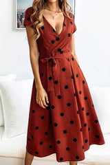 Robe Demoiselle D'Honneur Vintage À Pois-Rouge-S (36-38)